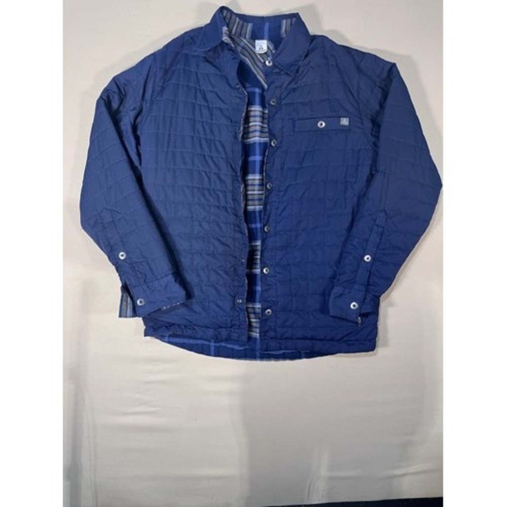 ASCEND Men's Blue Quilted Insulated Button Front Flannel Lined Jacket - L